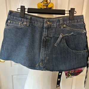 Jones New York Distressed Blue Mini Skirt